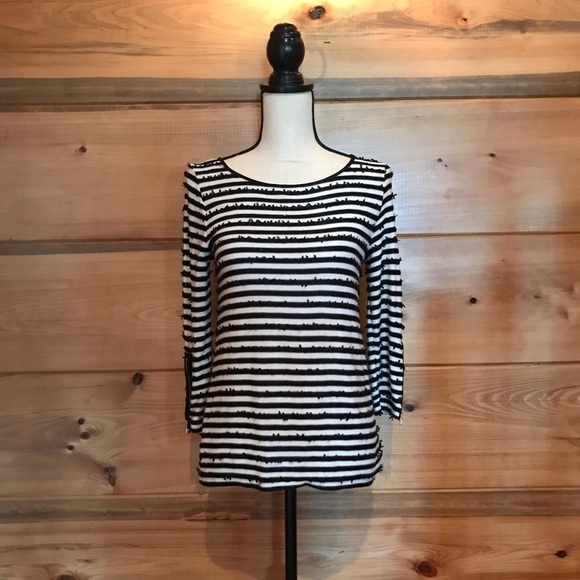 Ann Taylor Petite Black & White Top - Picture 1 of 8